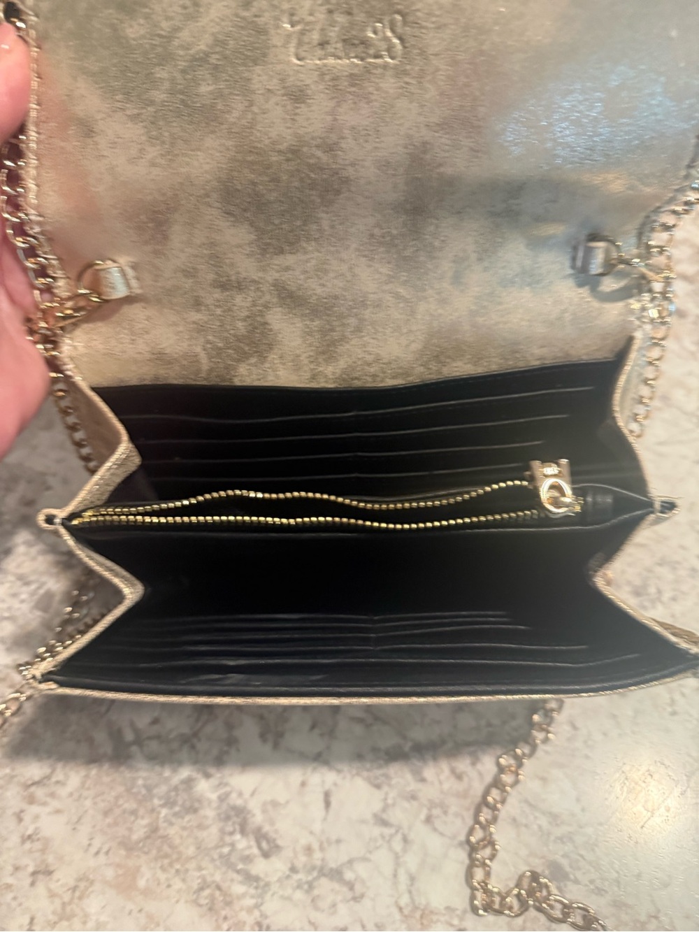 Shimmery Gold Chain Shoulder Crossbody Bag for Women - Picture 2 of 3